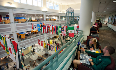 interior shot of johnson center atrium from 3rd floor