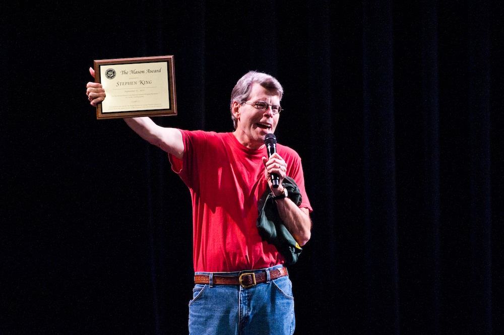 Stephen King on stage at Mason